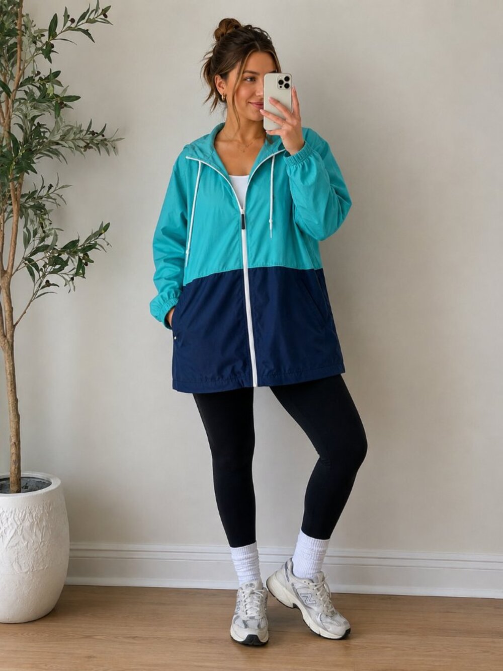 NWT Columbia Flash Forward Colorblock Windbreaker Jacket in Teal & Navy Blue